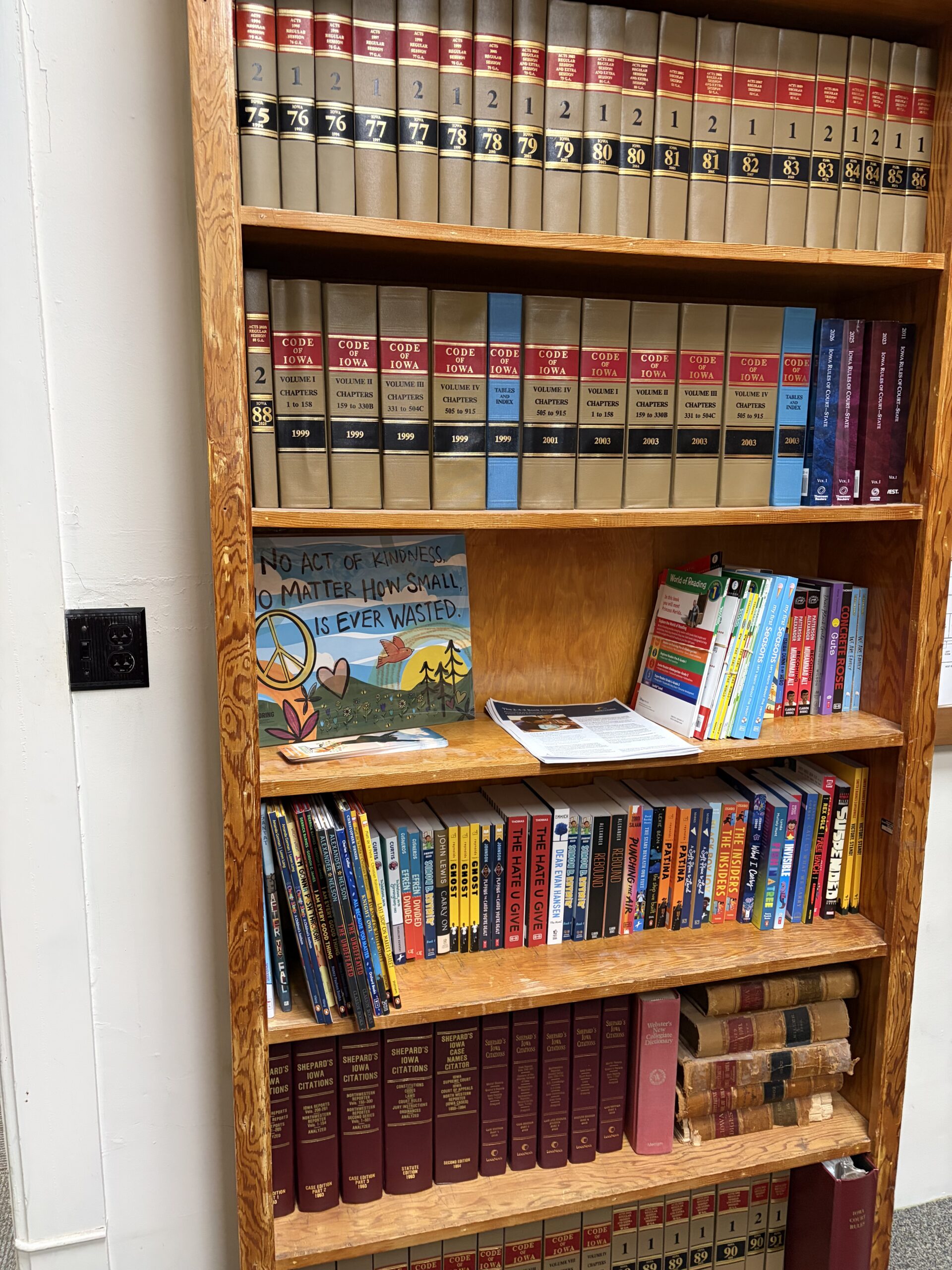 Mighty Oaks Giving Library bookshelf stocked with books for kids